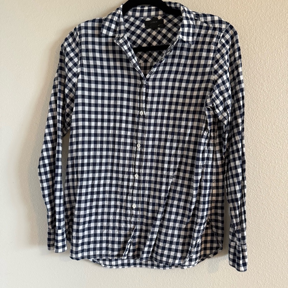 Women’s Blue Button Down Gingham Shirt